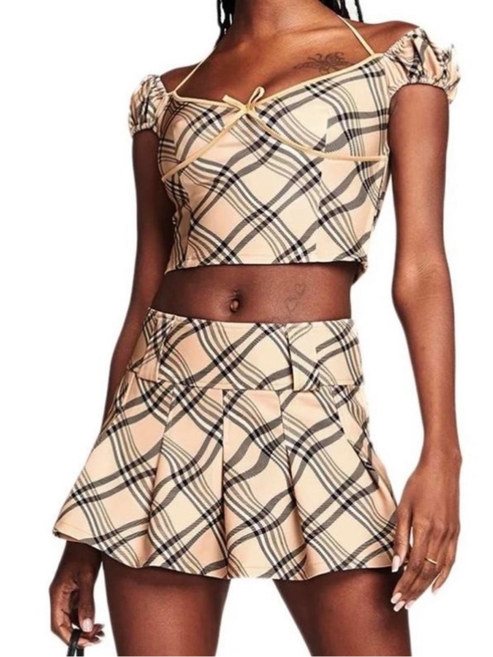 I.AM.GIA Plaid Carmel Mini Skirt Size XS